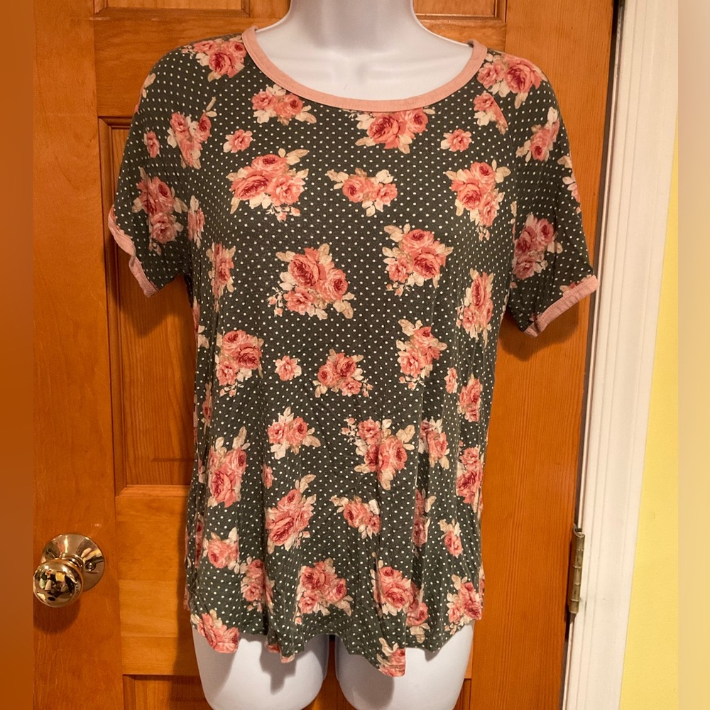 ModCloth | Floral Polka Dot Tee - Size M